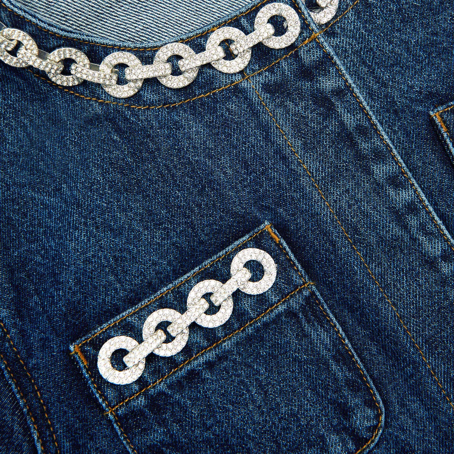 Kristal Kenarlı Kot Ceket