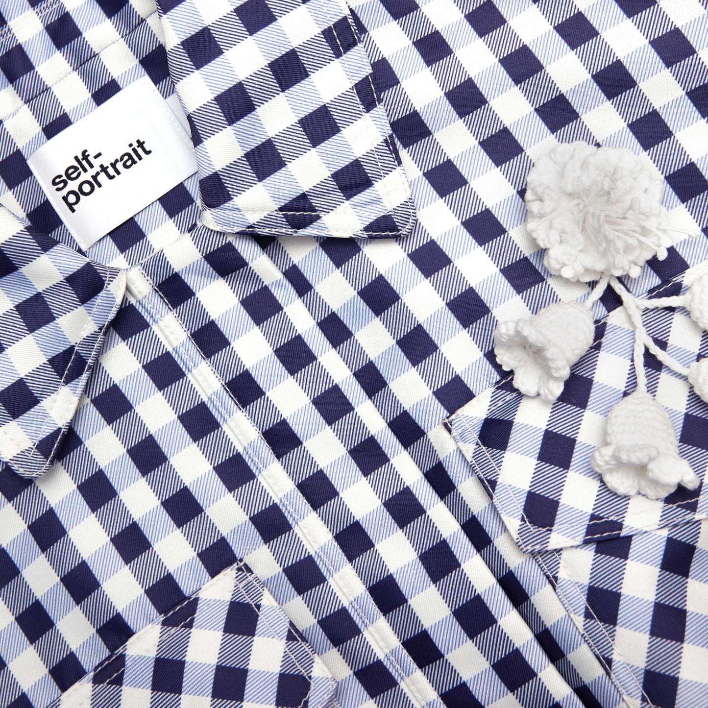 Lacivert Gingham Tafta Ceket