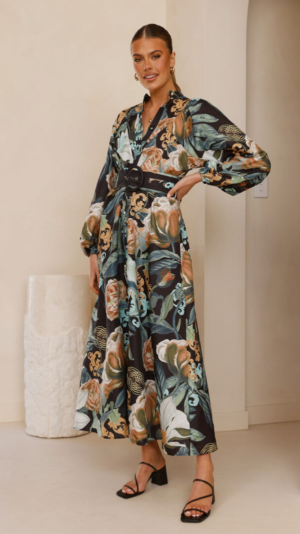 Carmal Uzun Kollu Maksi Elbise - Donatella Noir