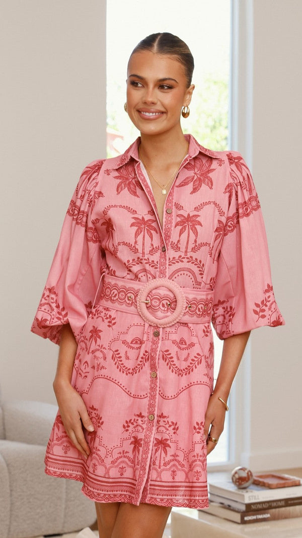 Xander Uzun Kollu Mini Elbise - Mulberry