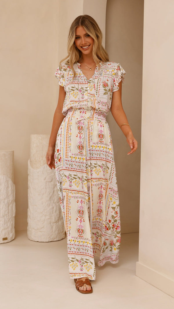 Avery Geniş Paça Pantolon - Leah Baskılı