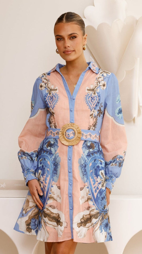 Atiah Mini Elbise - Söğüt Mavisi