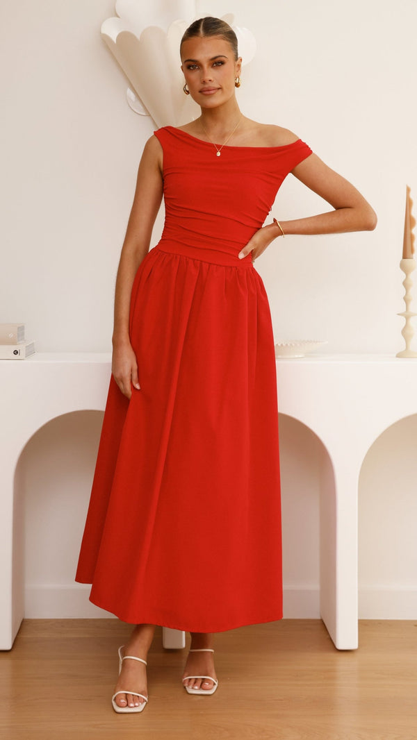 Immy Midi Elbise - Kırmızı