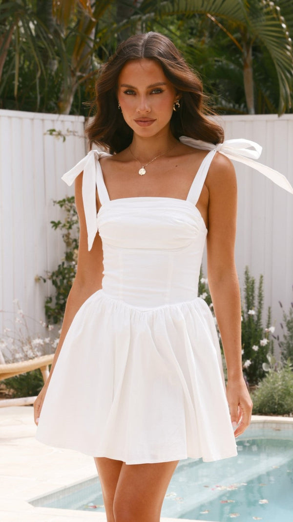 Haisley Mini Elbise - Beyaz