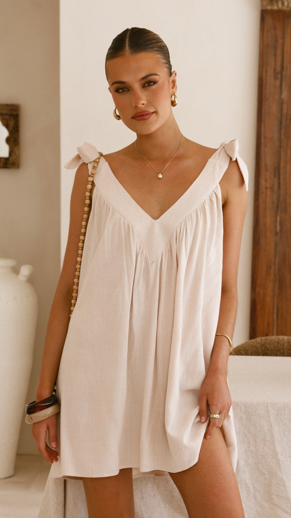 Lanna Mini Elbise - Bej