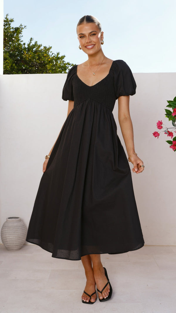 Sahirah Midi Elbise - Siyah