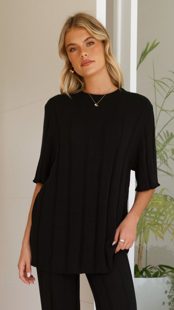 Bayu Örgü Üst - Siyah