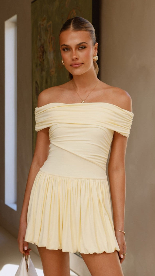 Manalla Mini Elbise - Limon