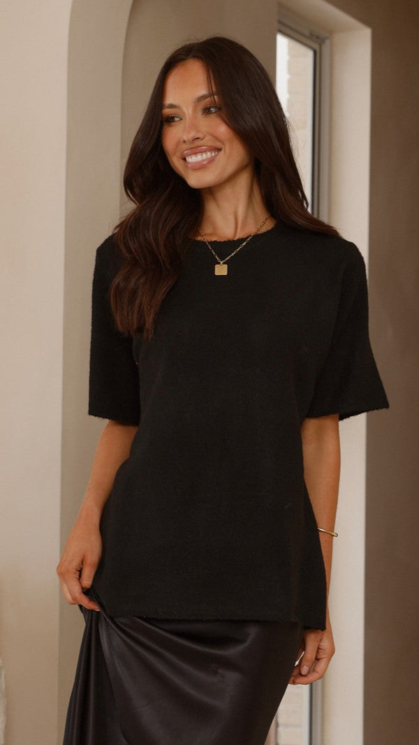 Tahlia Örgü Üst - Siyah