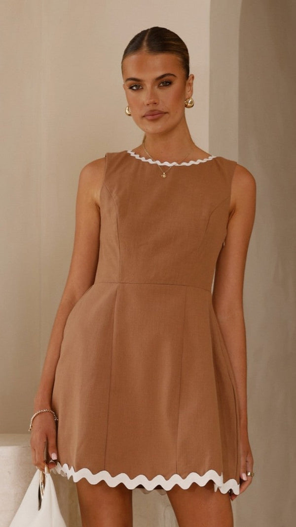 Aceline Mini Elbise - Mocha