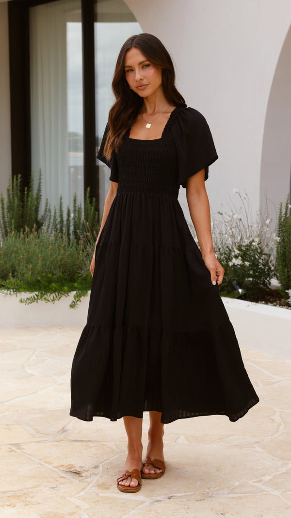 Lainey Midi Elbise - Siyah