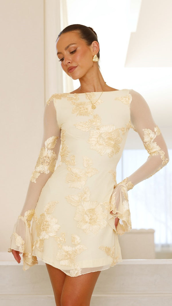 Lanesia Mini Elbise - Sarı