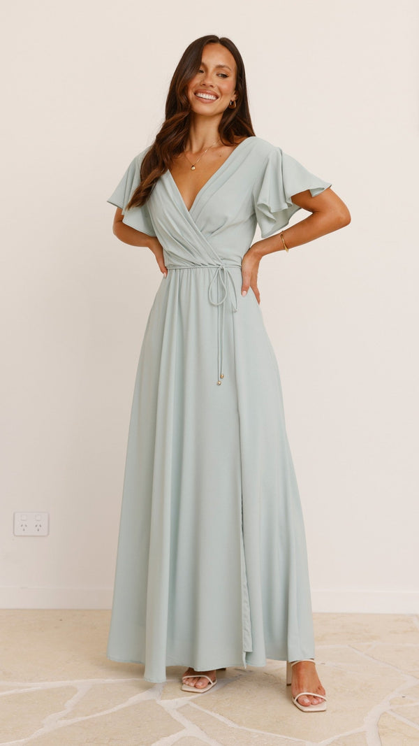 Charlize Maxi Elbise - Sage