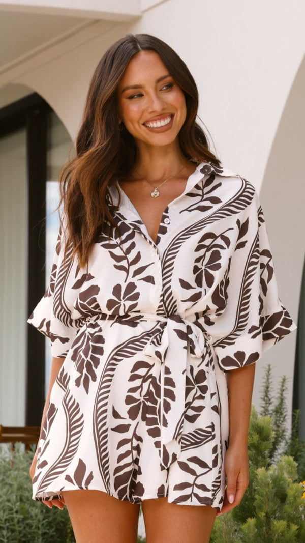 Aurelia Tulum - Kahverengi/Beyaz Baskılı