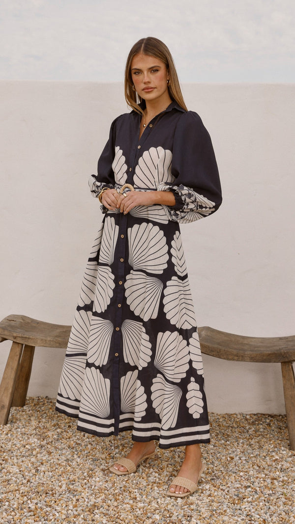 Cheyenne Uzun Kollu Maksi Elbise - Siyah