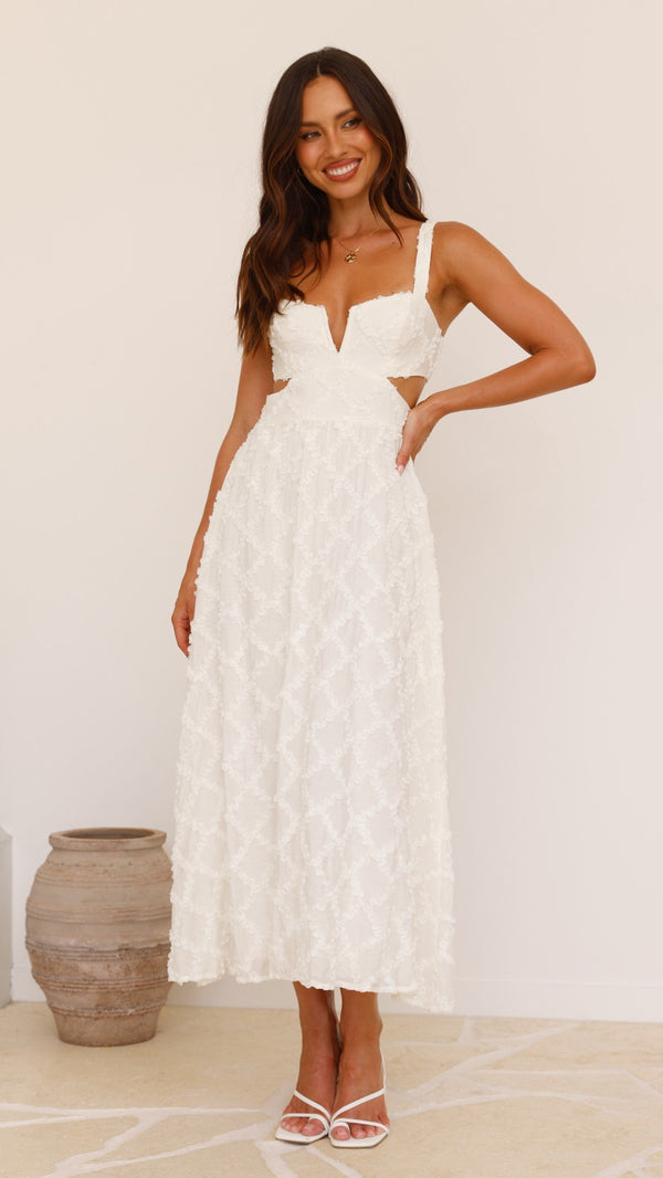 Jenny Yan Kesim Midi Elbise - Krem