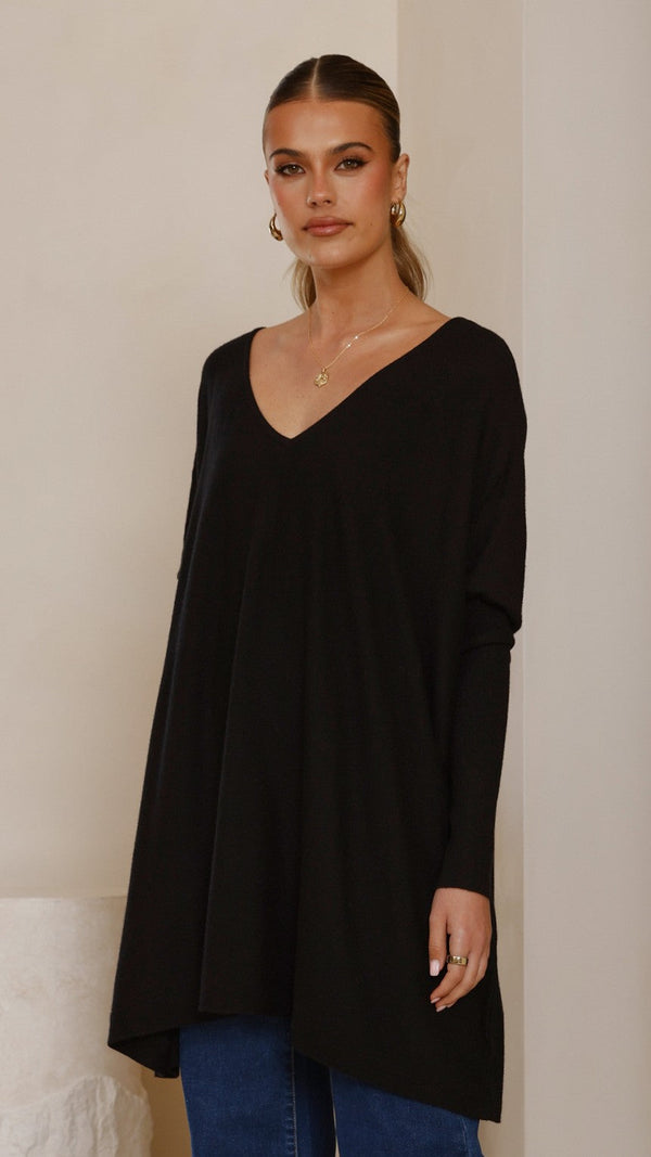 Amalia Örgü Üst - Siyah