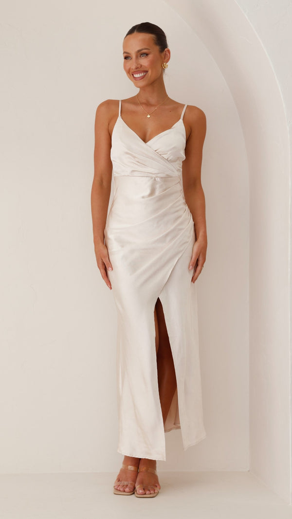 Elsa Midi Elbise - Şampanya