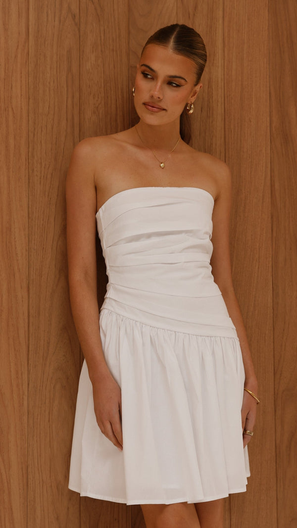 Selena Mini Elbise - Beyaz