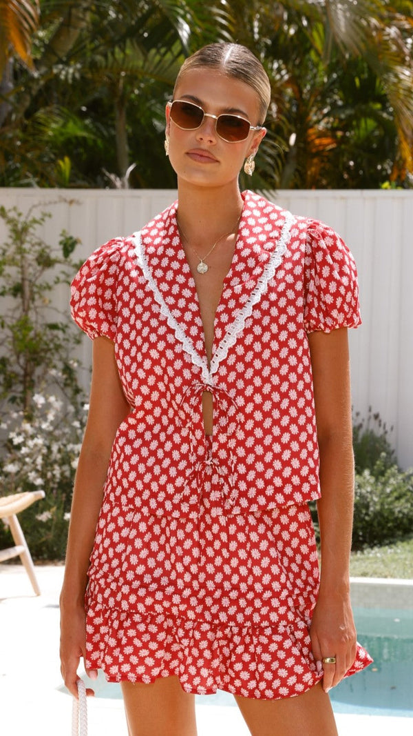 Arizona Üst - Kırmızı Çiçekli