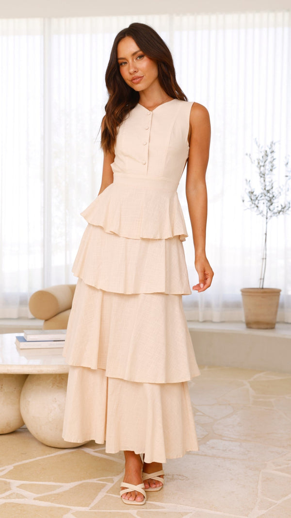 Anastasia Sırtı Açık Uzun Elbise - Yulaf