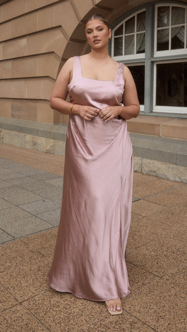 Alaria Uzun Elbise - Toz Pembe