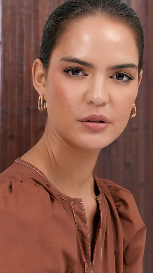 Çift Kavisli Ön Küpe - Gümüş