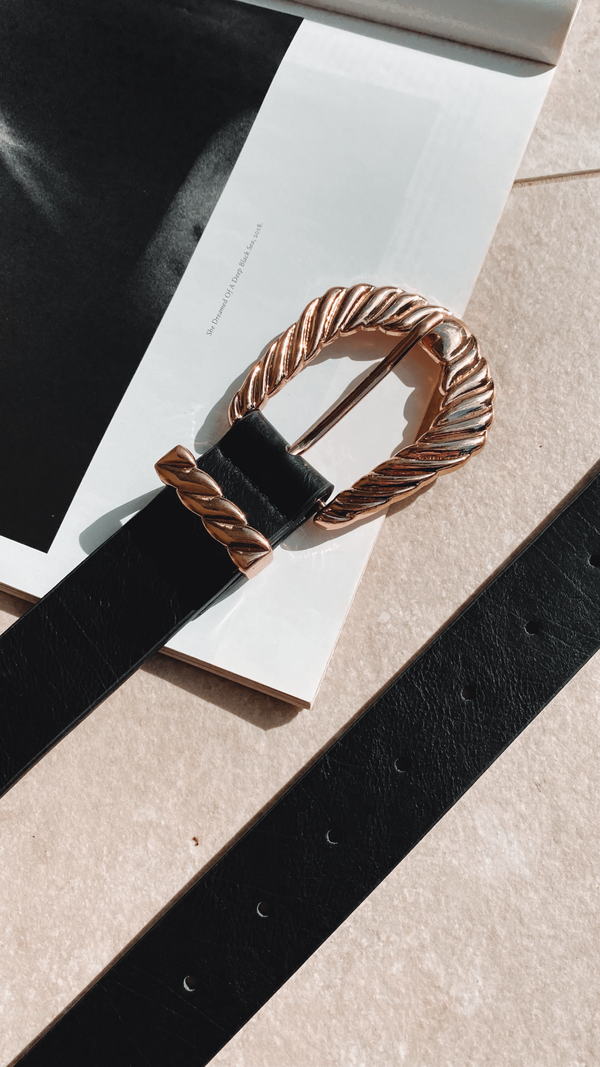 Amelie Twist Tokalı Kemer - Siyah/Altın