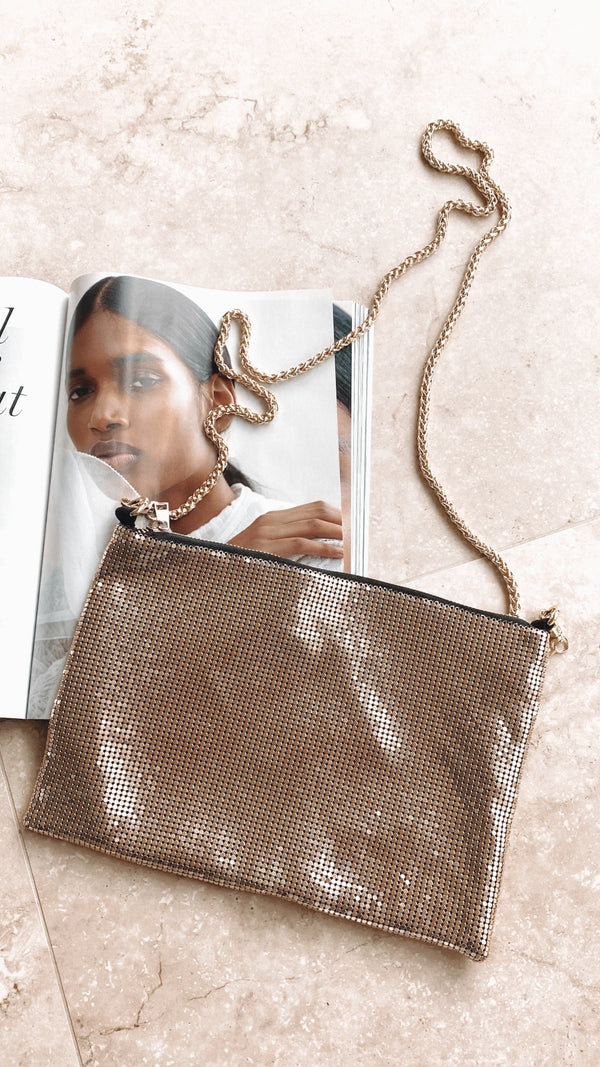 Zincirli File Çanta - Altın