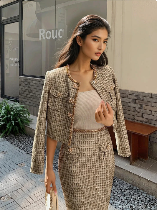 Altın Payetli Tüvit Ceket