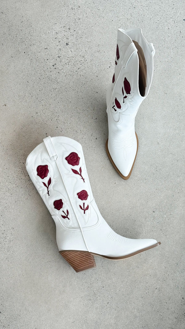 Arden Botlar - Beyaz-Garnet