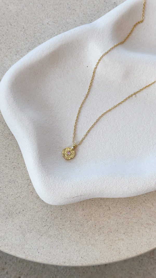 Ekim Doğum Taşı Kolye - Gül Kuvars