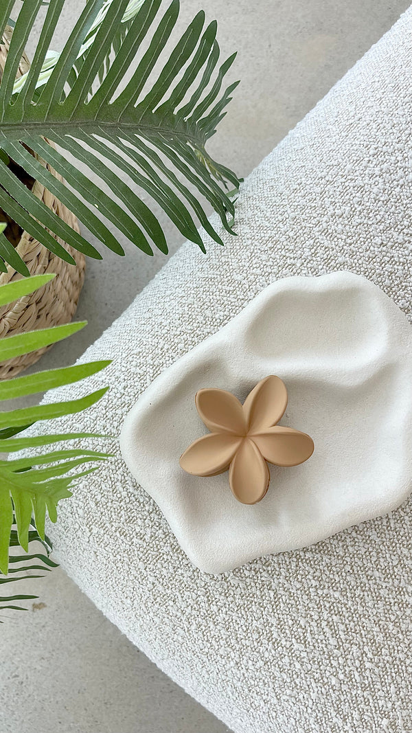 Hibiscus Mat Çiçek Pençe Klipsi - Kahverengi