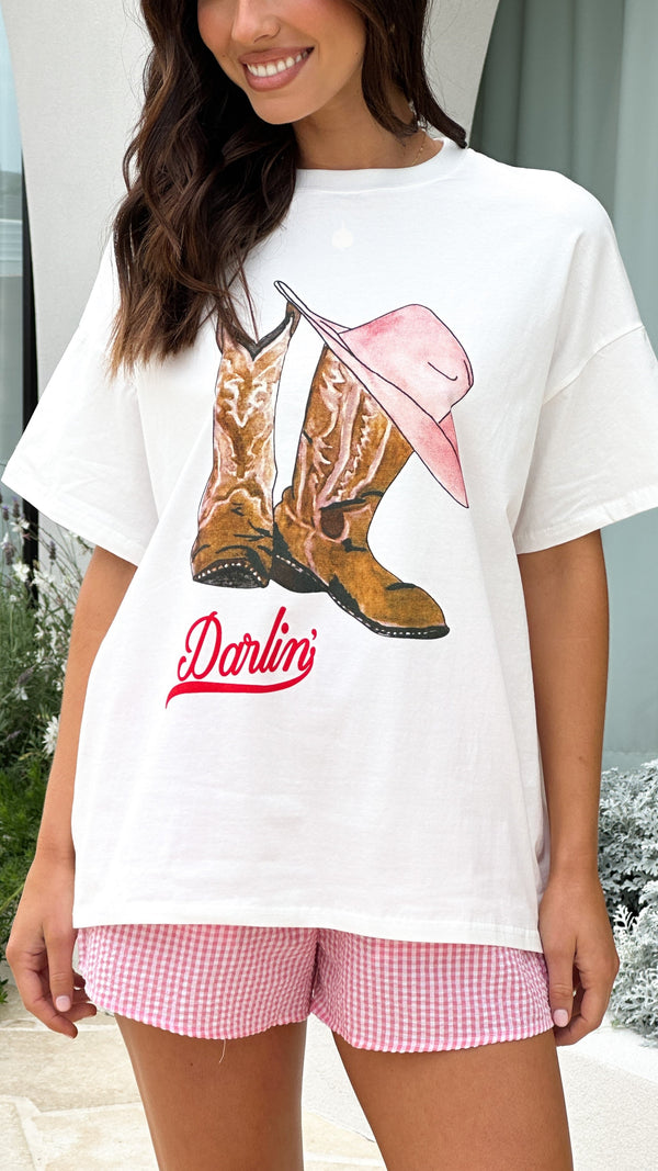 Darlin Üst Ve Şort Takımı - Beyaz/Pembe