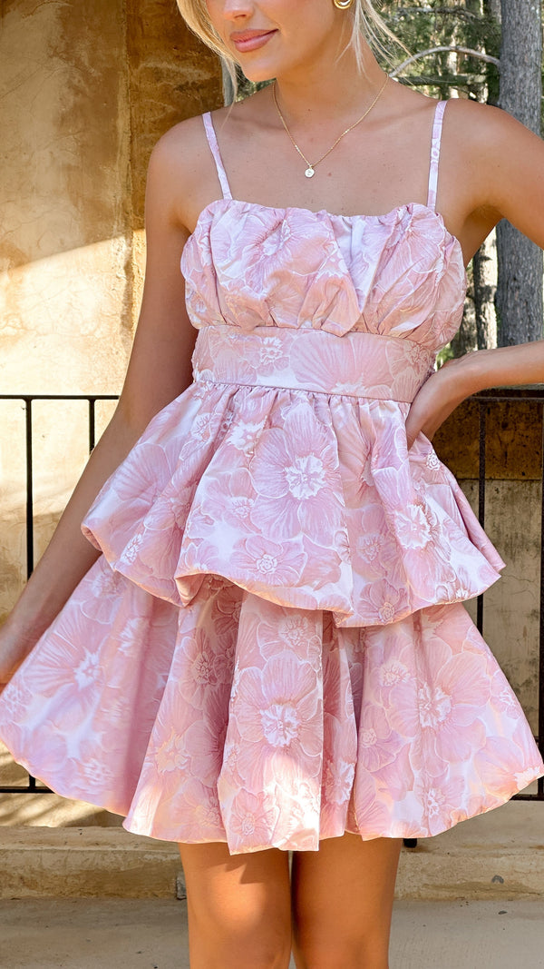 Graciane Mini Elbise - Pembe Çiçekli