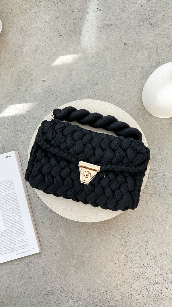 Annabel Kalın Örgülü Çanta - Siyah