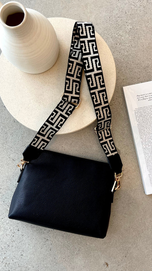 Giselle Geo Webbing Çapraz Askılı Çanta - Siyah