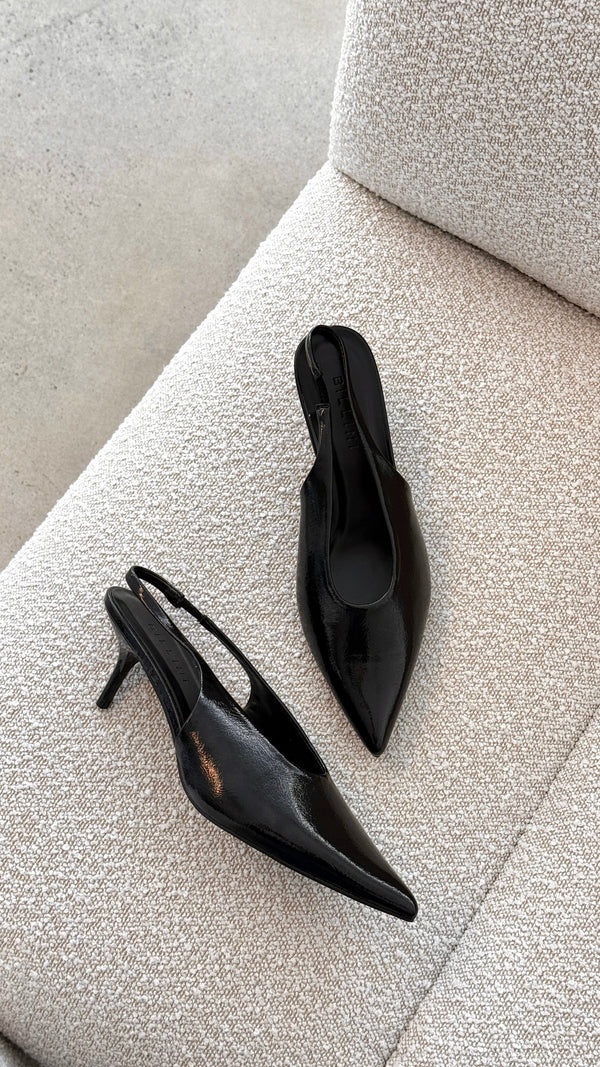 Xishi Topuk - Siyah Buruşuk Patent