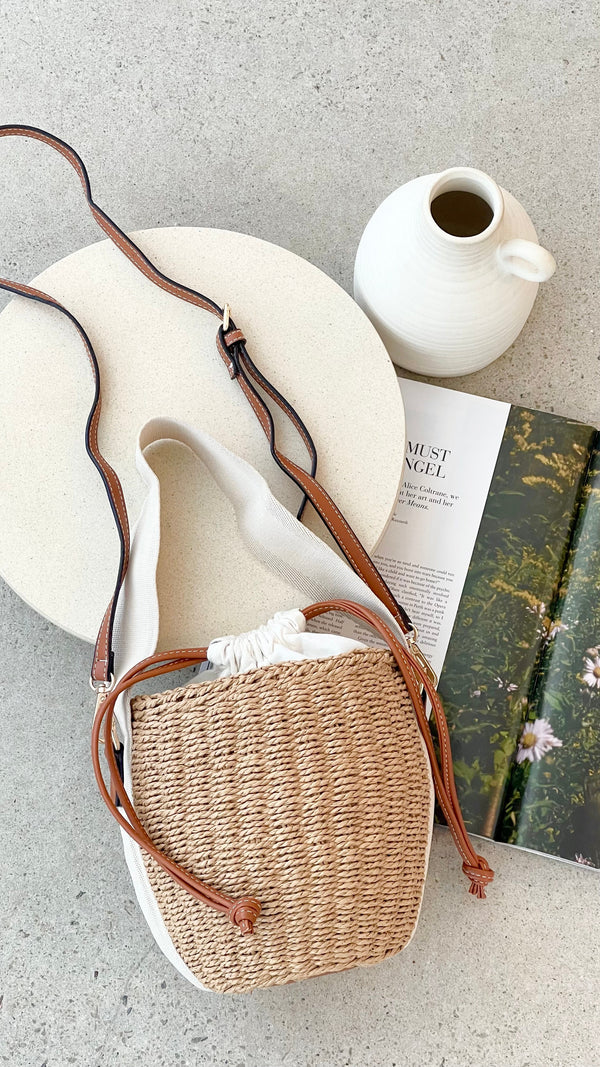 Cleo Dokuma Kova Çanta - Doğal / Kahverengi