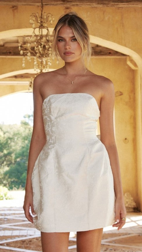 Vandana Mini Elbise - Krem