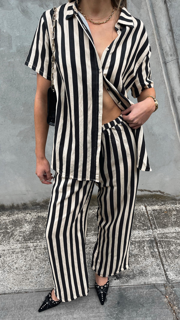 Essie Gömlek - Siyah/Bej Çizgili