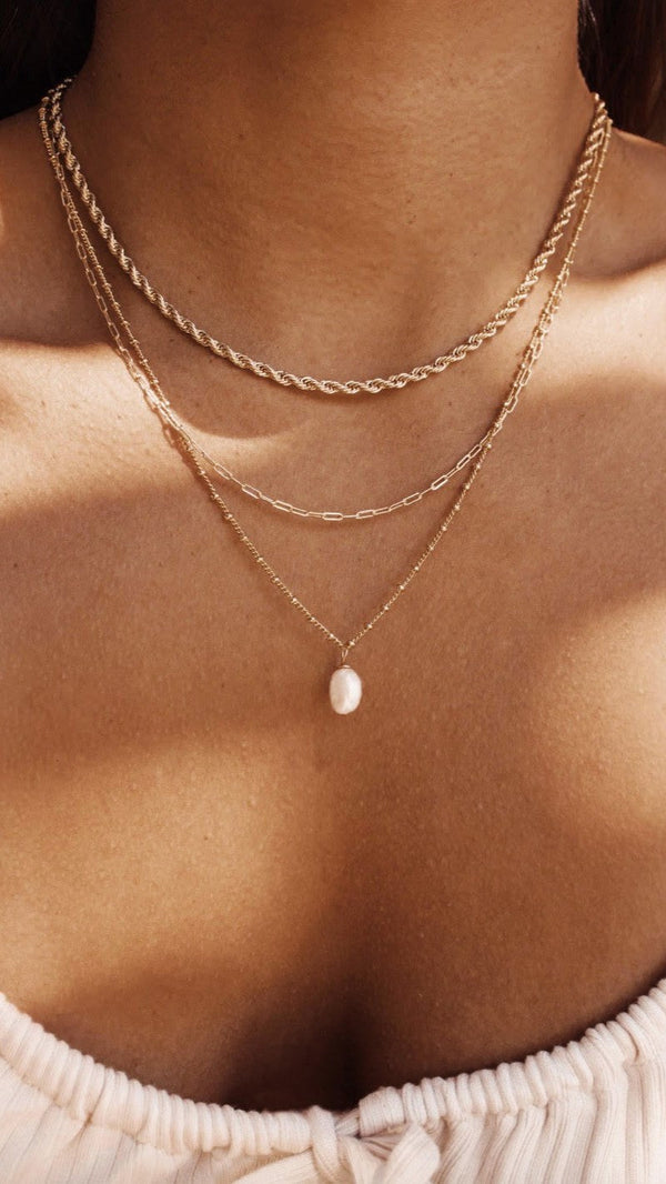 Wenda 14 Ayar Altın Kolye - Altın / İnci