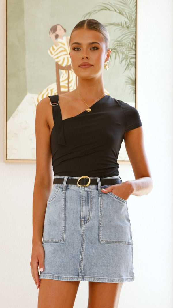 Huston Mini Etek - Açık Mavi Kot