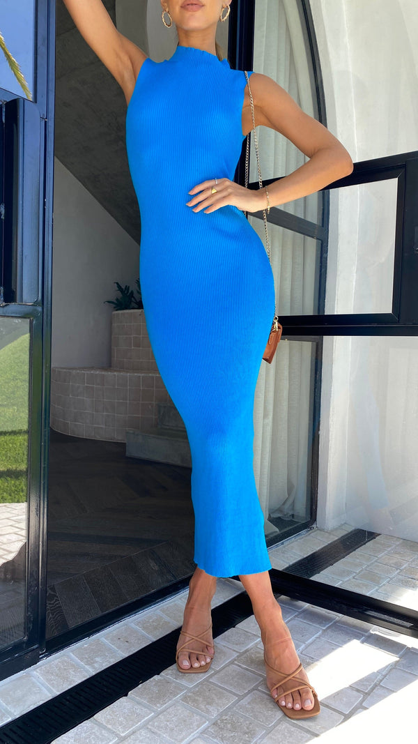 Mae Örgü Elbise - Mavi